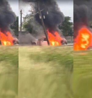 Se incendia camioneta tras chocar en la Villahermosa-Cárdenas