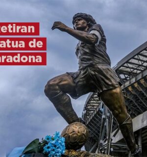 Sacaron estatua de Maradona del estadio del Napoli