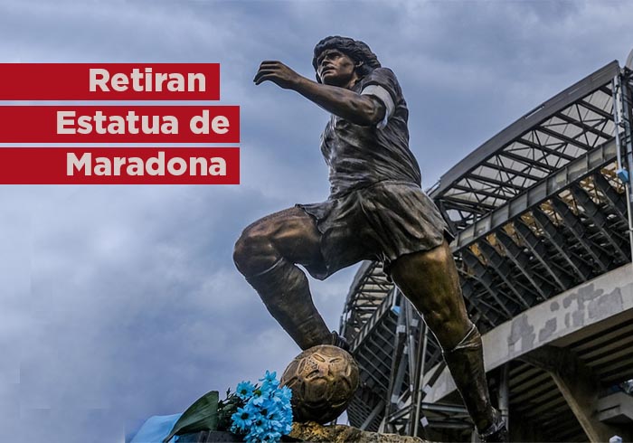 Sacaron estatua de Maradona del estadio del Napoli