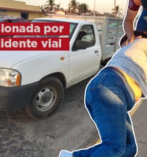 Accidente vial, mujer lesionada