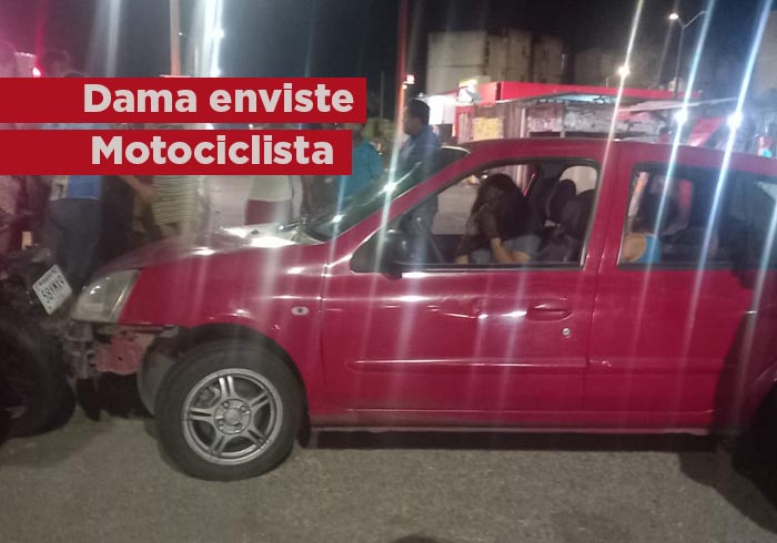 Dama al volante atropelló a motociclista