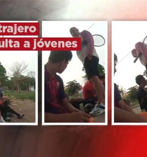 VIDEO: Extranjero insulta a jóvenes en parque público en QRoo