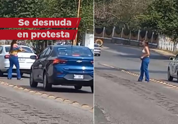 VIDEO: Mujer se desnuda en vía pública de Tabasco como protesta