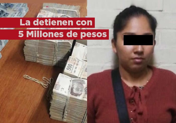 Policías atrapan a mujer que transportaba más de 5 mdp en el AICM