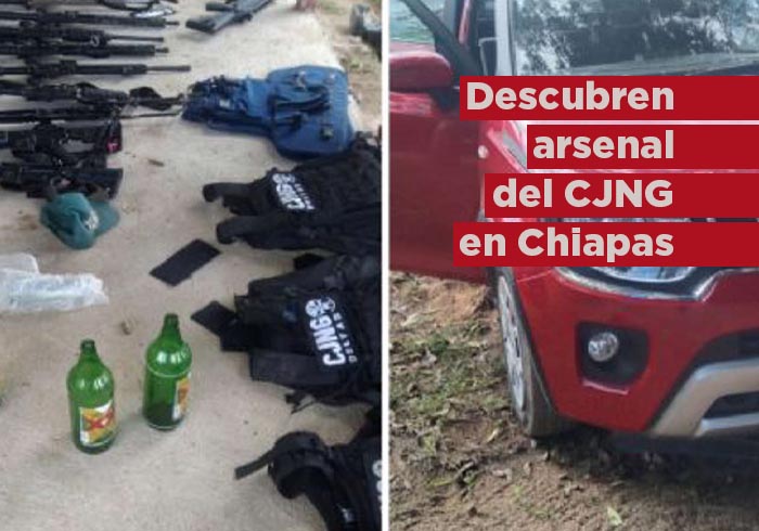 Por el GPS de un auto robado descubren arsenal y vehículos del CJNG