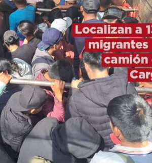 Son localizados 130 migrantes extranjeros en un camión de carga en Veracruz