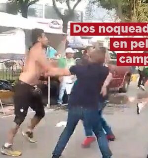 Video: Se desata pelea campal en un tianguis de Puebla; dos quedan noqueados