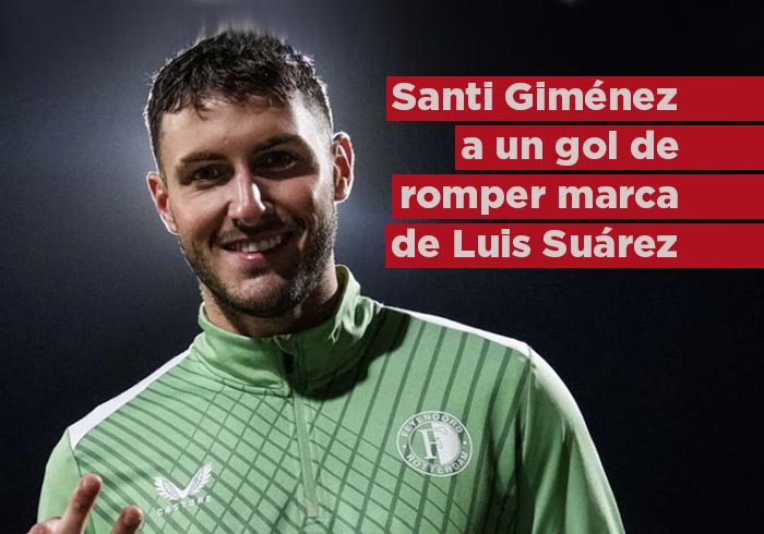 Santi Giménez está a un gol del récord impuesto por Luis Suárez en la Eredivisie