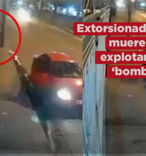 Video: Extorsionador muere tras llevar bomba a negocio