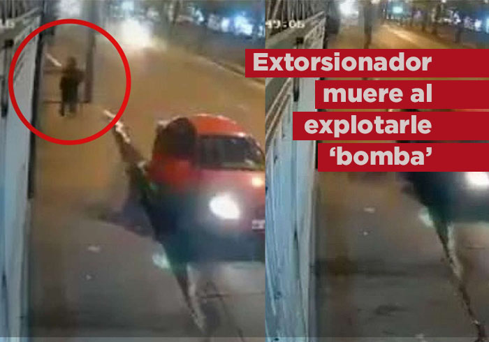 Video: Extorsionador muere tras llevar bomba a negocio