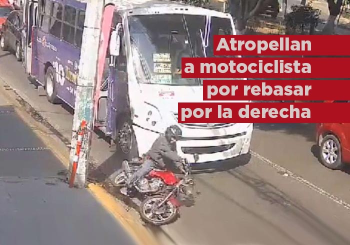 VIDEO| Motociclista rebasa por la derecha, cae y camión lo atropella