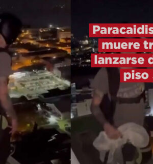 VIDEO | Paracaidista murió tras lanzarse de un edificio