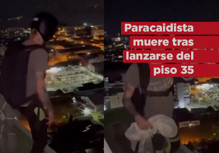 VIDEO | Paracaidista murió tras lanzarse de un edificio