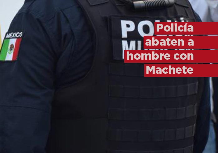 VIDEO: Captan momento en que policía abate a hombre que lo ataca con un machete