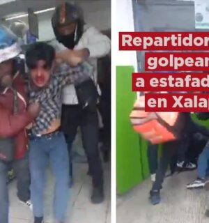 Video: Repartidores golpean a presunto estafador