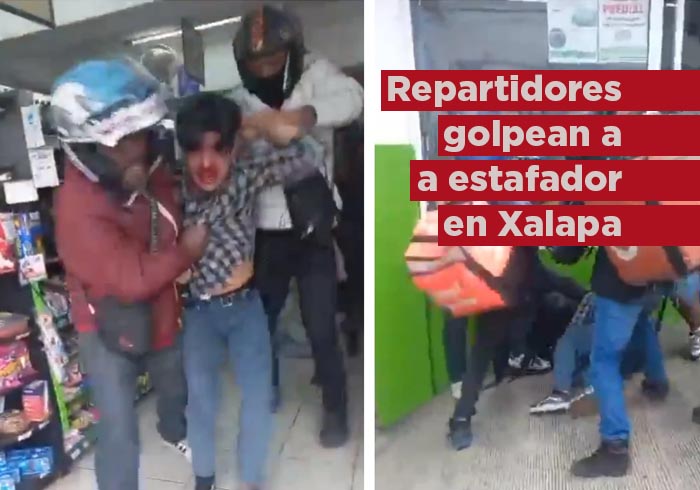 Video: Repartidores golpean a presunto estafador