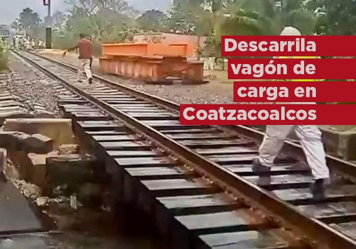 Se descarrila vagón de carga del tren del Istmo de Tehuantepec en Coatzacoalcos