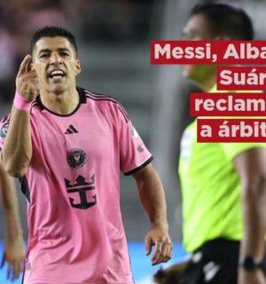 Messi, Suárez y Alba reclaman al árbitro y amenazan al Tano Ortiz