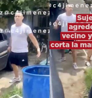 VIDEO | Sujeto agrede a su vecino con un machete y le corta la mano