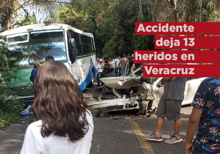 Accidente de autobús de pasajeros deja 13 heridos en Veracruz