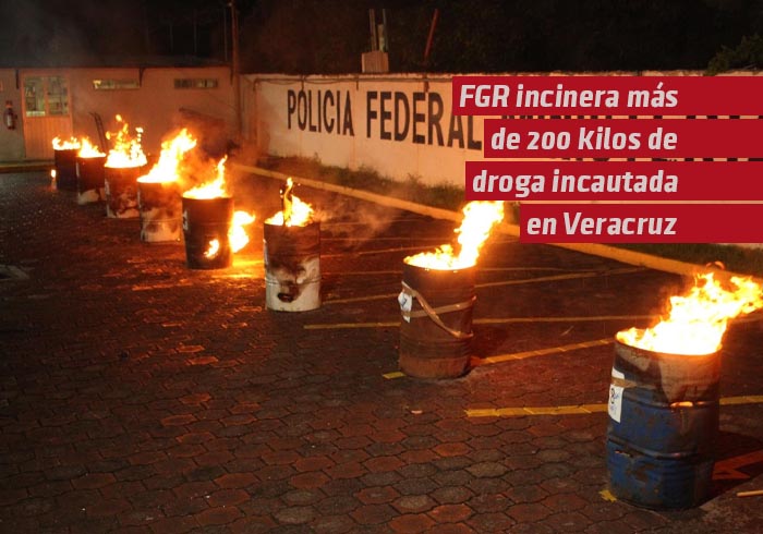 FGR incinera más de 200 kilos de droga incautada en Veracruz