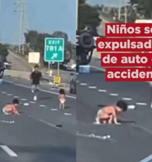 VIDEO: Niños sobreviven tras ser expulsados de un automóvil volcado en Texas