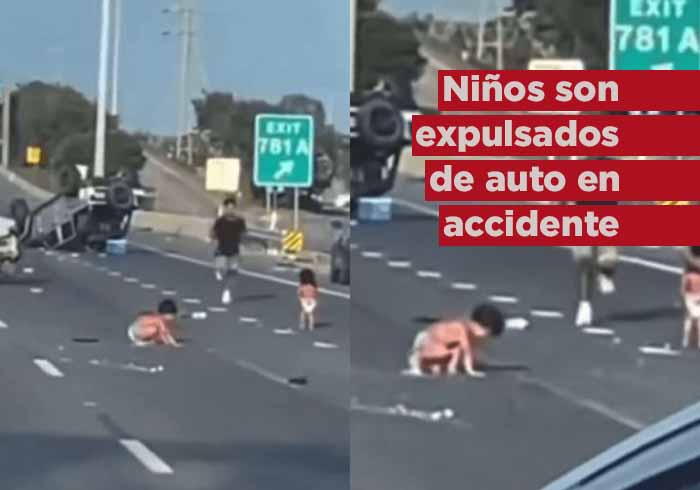 VIDEO: Niños sobreviven tras ser expulsados de un automóvil volcado en Texas