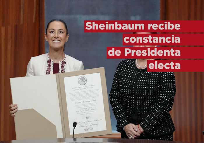 Claudia Sheinbaum recibe constancia como presidenta electa de México por parte del Tribunal Electoral