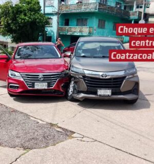 Accidente vial en el centro de Coatzacoalcos