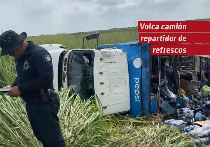 Volcó camión de refresquera