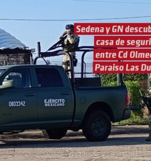 Descubren casa de seguridad de la delincuencia organizada, entre Ciudad Olmeca y Paraíso Las Dunas