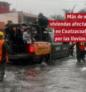 Más de mil 5 viviendas afectadas en Coatzacoalcos por las lluvias