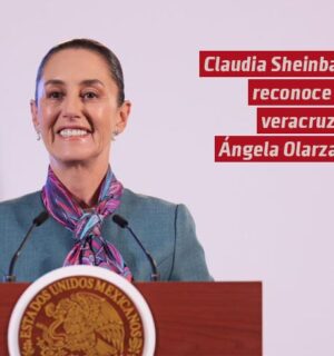 Claudia Sheinbaum reconoce a la veracruzana Ángela Olarzarán