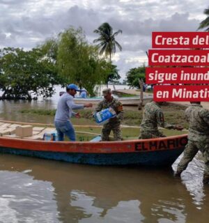 Cresta del Río Coatzacoalcos sigue inundando Minatitlán