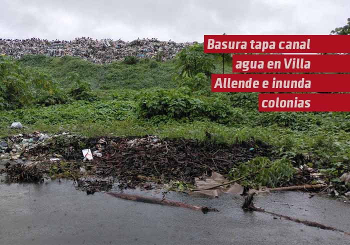 Basura tapa canal de agua en Villa Allende e inunda colonias