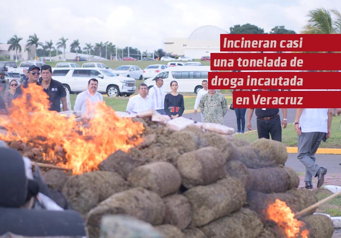 Incineran casi una tonelada de droga incautada en Veracruz