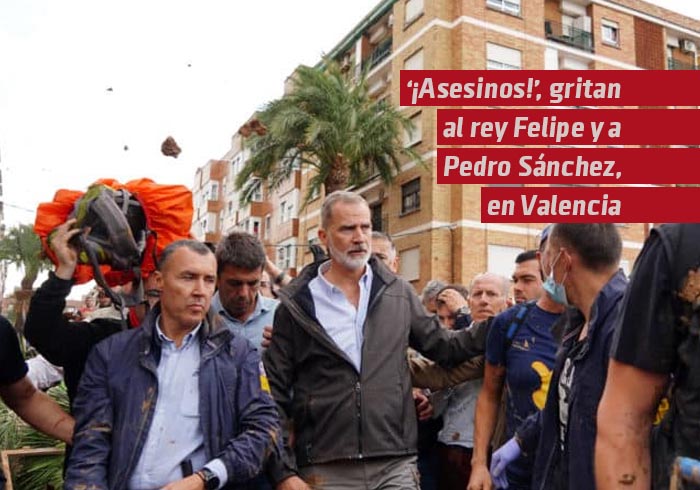 ‘¡Asesinos!’, gritan al rey Felipe y a Pedro Sánchez en Valencia