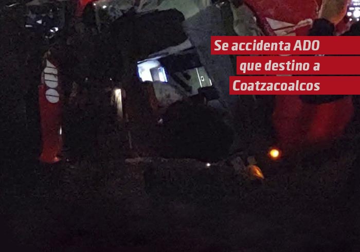 Se accidenta ADO que venía a Coatzacoalcos en la autopista