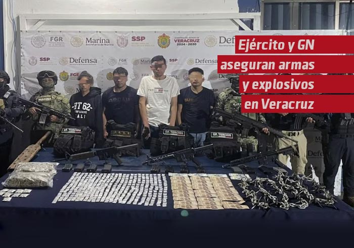 Ejército y Guardia Nacional aseguran armas y explosivos en Veracruz