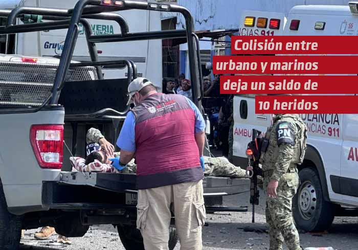 Colisión entre urbano y marinos deja un saldo de 10 heridos