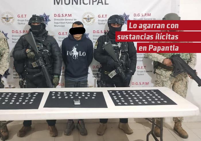 Detención de un individuo en Papantla por presunta posesión de sustancias ilícitas