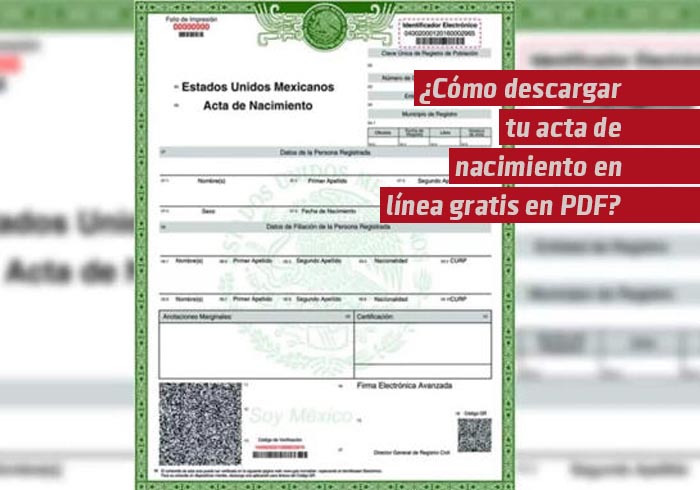 ¿Cómo descargar tu acta de nacimiento en línea gratis en PDF?