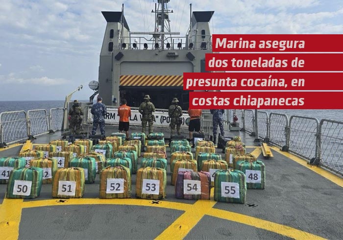 Marina asegura en la mar cerca de dos toneladas de presunta cocaína