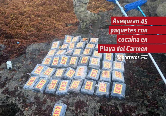 Aseguran 45 paquetes con cocaína en Playa del Carmen, Quintana Roo