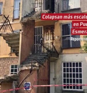 Colapsan más escaleras en el fraccionamiento Puerto Esmeralda en Coatzacoalcos