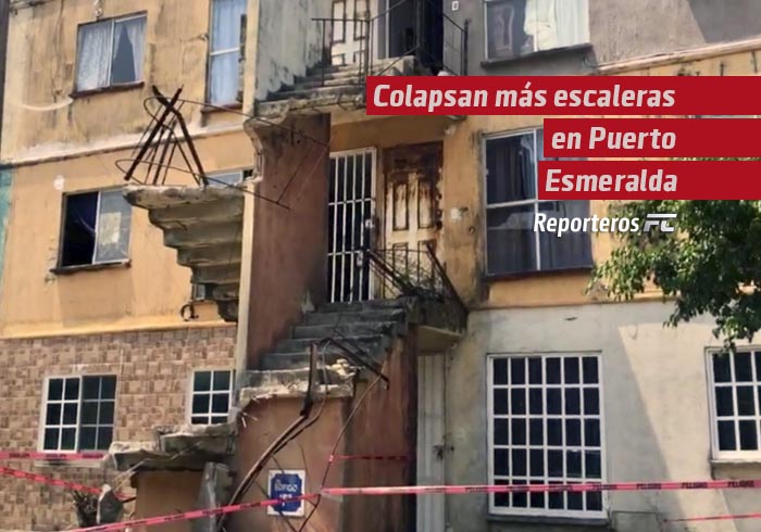 Colapsan más escaleras en el fraccionamiento Puerto Esmeralda en Coatzacoalcos