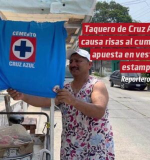 Taquero de Cruz Azul causa risas al cumplir apuesta en vestido estampado