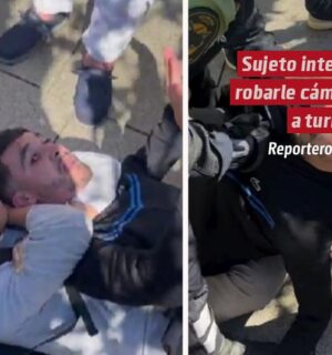 Sujeto intenta robarle su cámara fotográfica a un turista y termina sometido con una llave