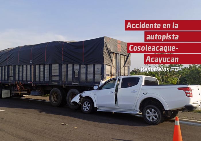 Accidente en la autopista Cosoleacaque-Acayucan deja dos lesionados