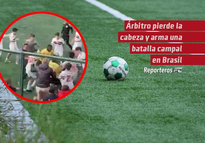 Árbitro pierde la cabeza durante partido en Brasil y provoca una pelea campal